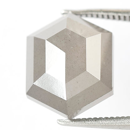 6.61 Ct Natural Grayish Diamond | Hexagon Shape 12.7 mm Salt & Pepper Loose Diamond for Jewelry