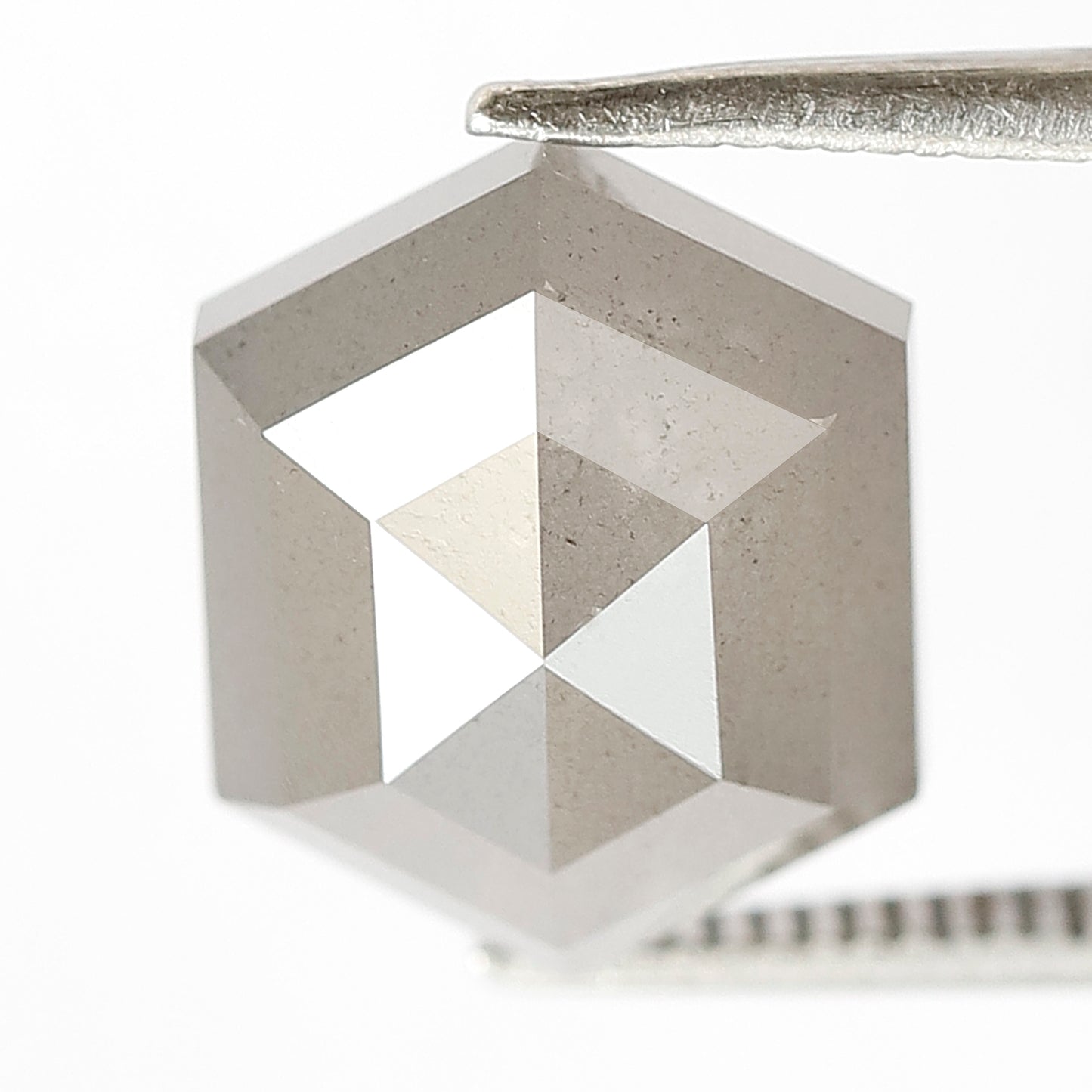 6.61 Ct Natural Grayish Diamond | Hexagon Shape 12.7 mm Salt & Pepper Loose Diamond for Jewelry