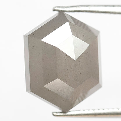 6.61 Ct Natural Grayish Diamond | Hexagon Shape 12.7 mm Salt & Pepper Loose Diamond for Jewelry