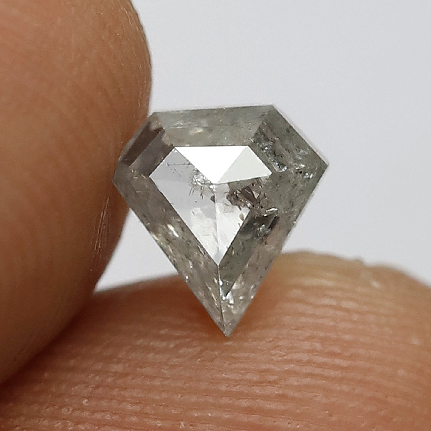 0.90 ct salt and pepper diamond shaped natural light grey crystal sparkling beautiful geometric rose cut diamond for Pendant