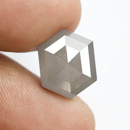 6.61 Ct Natural Grayish Diamond | Hexagon Shape 12.7 mm Salt & Pepper Loose Diamond for Jewelry