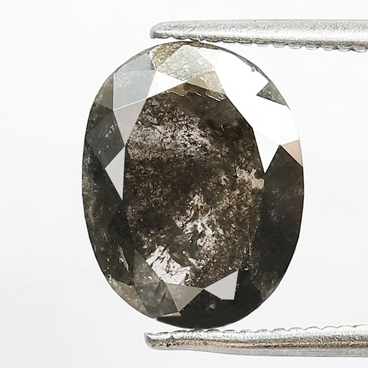 3.07 Ct Natural Gray Black Diamond | Oval Shape 11.2 mm Salt & Pepper Loose Diamond for Jewelry