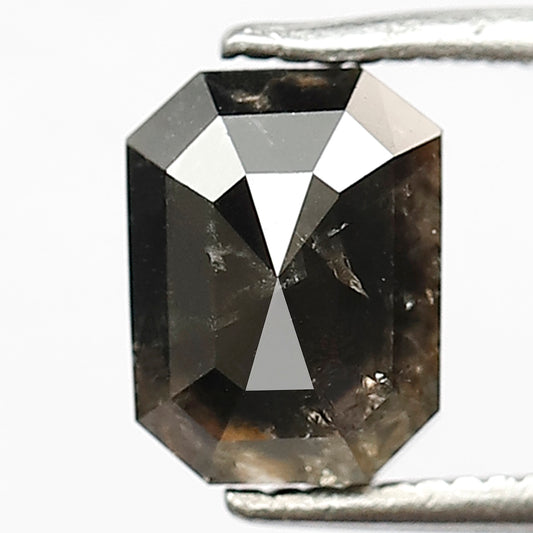 1.99 Ct Emerald Cut Gray Black Diamond | 7.5 mm Natural Loose Diamond for Engagement Ring