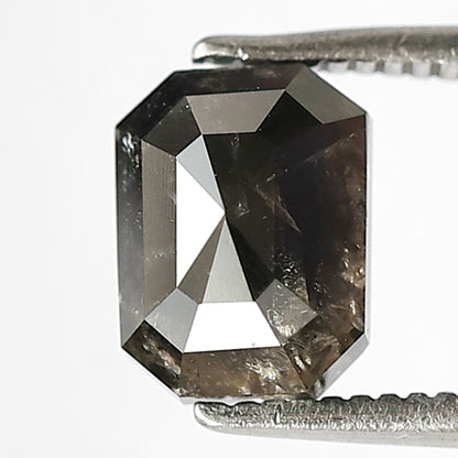 1.99 Ct Emerald Cut Gray Black Diamond | 7.5 mm Natural Loose Diamond for Engagement Ring
