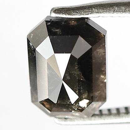1.99 Ct Emerald Cut Gray Black Diamond | 7.5 mm Natural Loose Diamond for Engagement Ring
