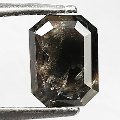 1.99 Ct Emerald Cut Gray Black Diamond | 7.5 mm Natural Loose Diamond for Engagement Ring