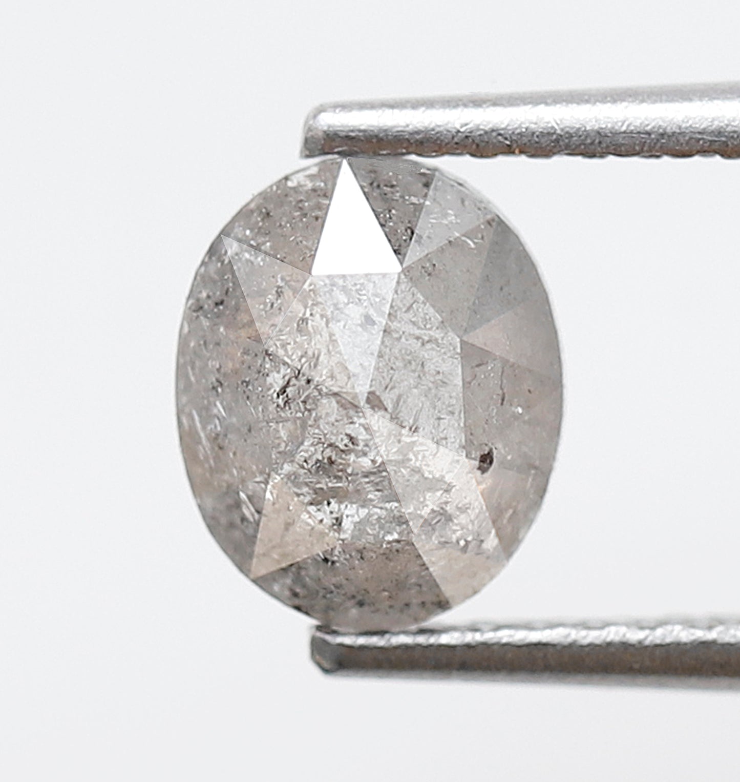 0.86 CT, 6.90 x 5.70 mm Oval Shape Natural Ethical Gray Black Salt and Pepper Diamond For Wedding Ring and Engagement Ring