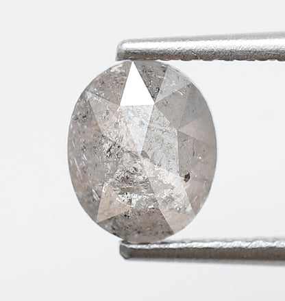 0.86 CT, 6.90 x 5.70 mm Oval Shape Natural Ethical Gray Black Salt and Pepper Diamond For Wedding Ring and Engagement Ring