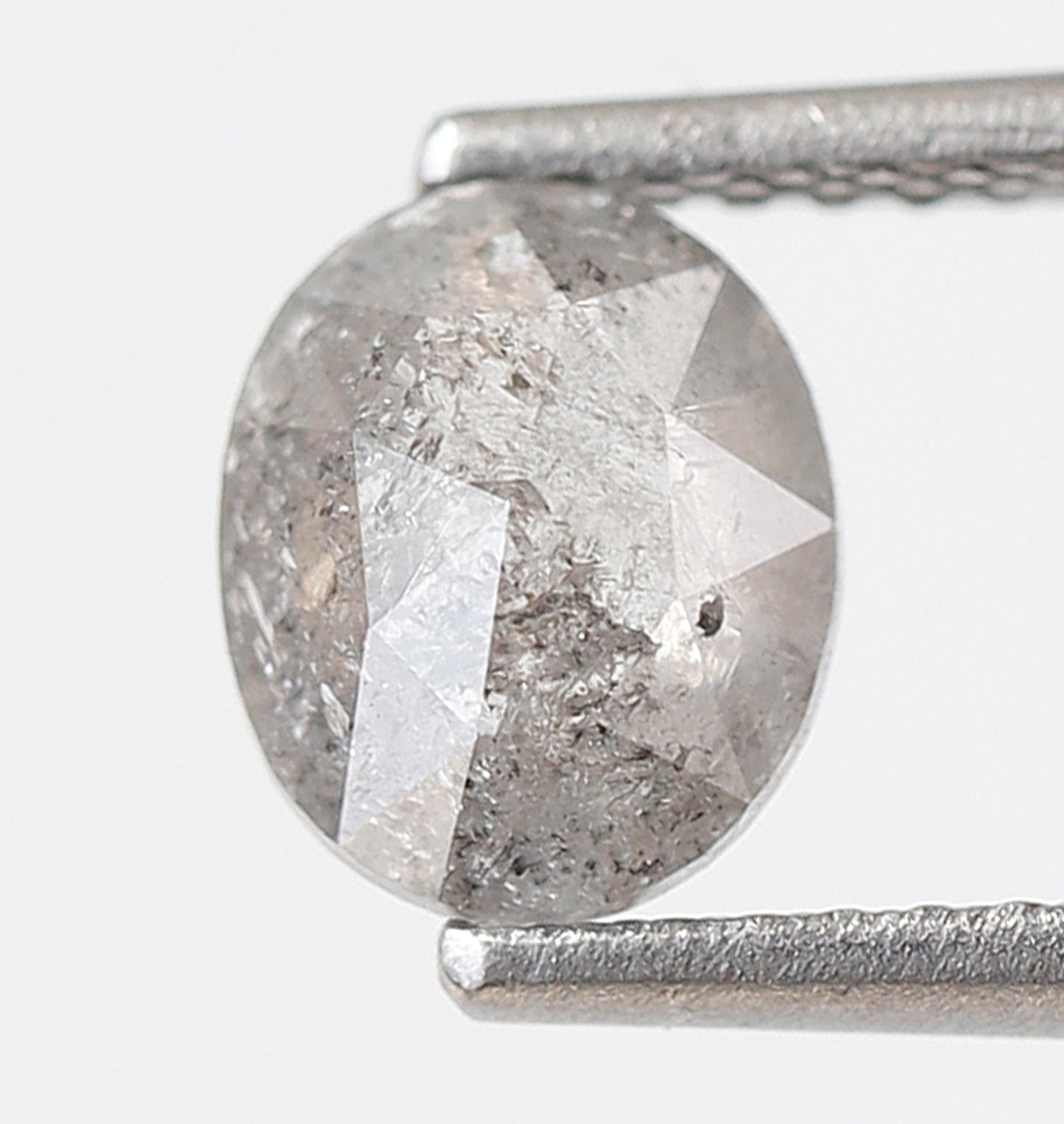 0.86 CT, 6.90 x 5.70 mm Oval Shape Natural Ethical Gray Black Salt and Pepper Diamond For Wedding Ring and Engagement Ring