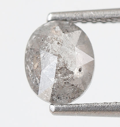 0.86 CT, 6.90 x 5.70 mm Oval Shape Natural Ethical Gray Black Salt and Pepper Diamond For Wedding Ring and Engagement Ring