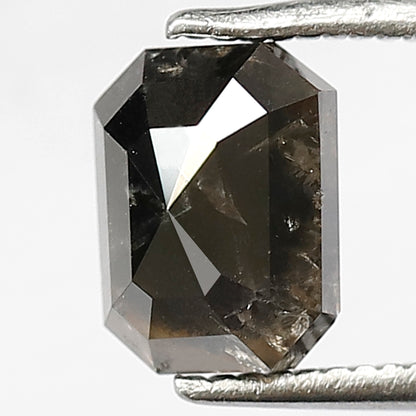 1.99 Ct Emerald Cut Gray Black Diamond | 7.5 mm Natural Loose Diamond for Engagement Ring