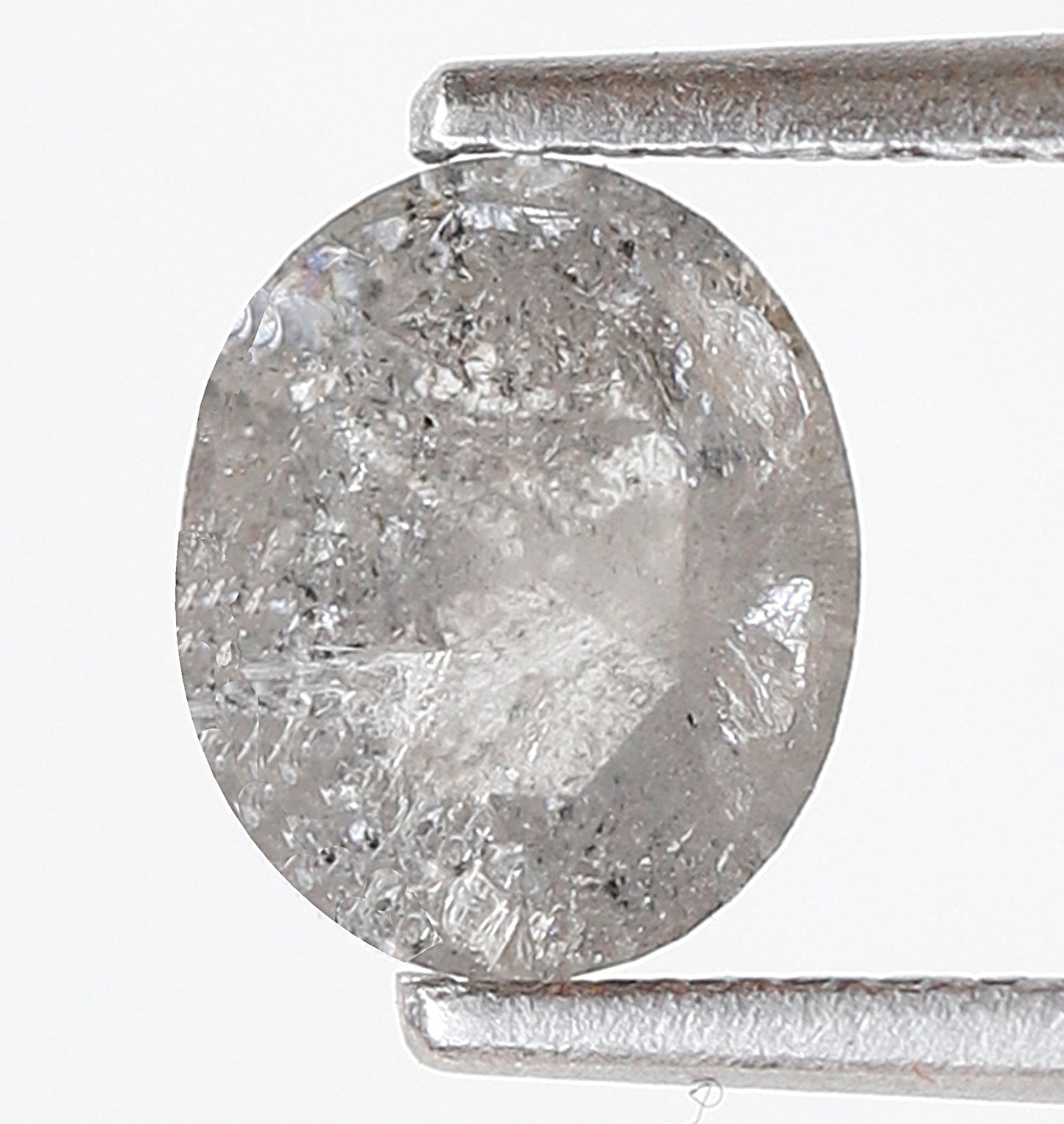 0.86 CT, 6.90 x 5.70 mm Oval Shape Natural Ethical Gray Black Salt and Pepper Diamond For Wedding Ring and Engagement Ring