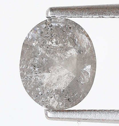 0.86 CT, 6.90 x 5.70 mm Oval Shape Natural Ethical Gray Black Salt and Pepper Diamond For Wedding Ring and Engagement Ring