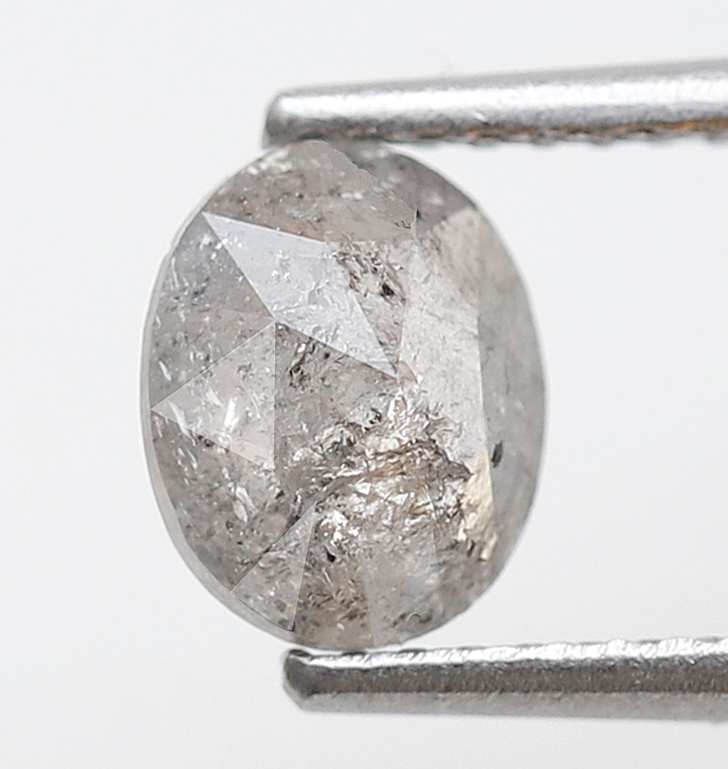 0.86 CT, 6.90 x 5.70 mm Oval Shape Natural Ethical Gray Black Salt and Pepper Diamond For Wedding Ring and Engagement Ring