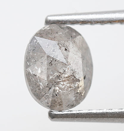 0.86 CT, 6.90 x 5.70 mm Oval Shape Natural Ethical Gray Black Salt and Pepper Diamond For Wedding Ring and Engagement Ring