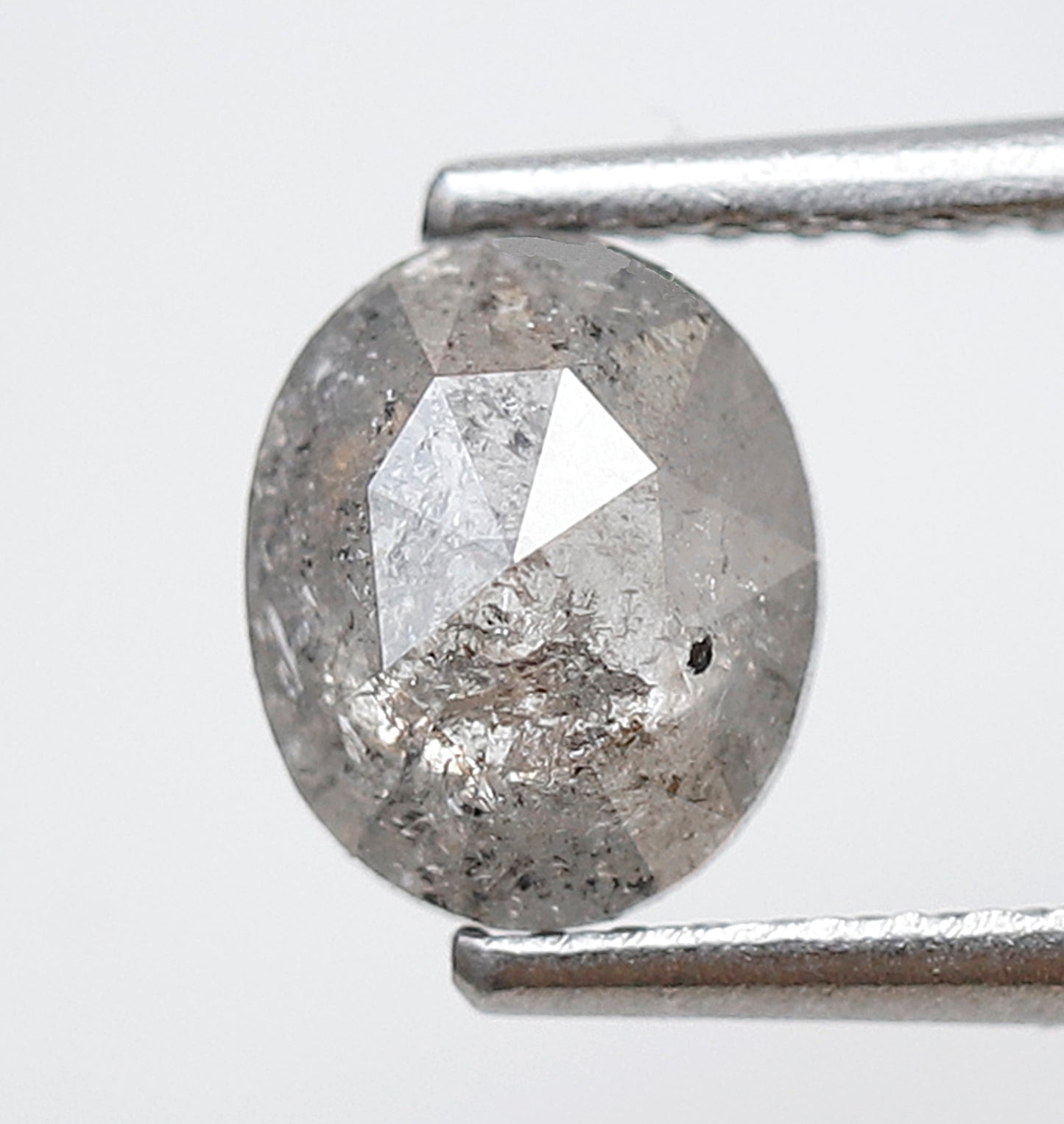 0.86 CT, 6.90 x 5.70 mm Oval Shape Natural Ethical Gray Black Salt and Pepper Diamond For Wedding Ring and Engagement Ring