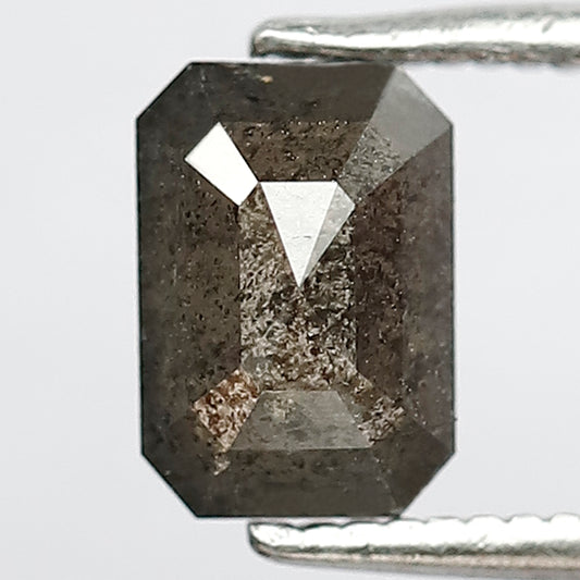 1.05 CT Salt and Pepper Diamond , Emerald Shape Diamond , Loose Natural Diamond , Natural Grey Black Color Diamond