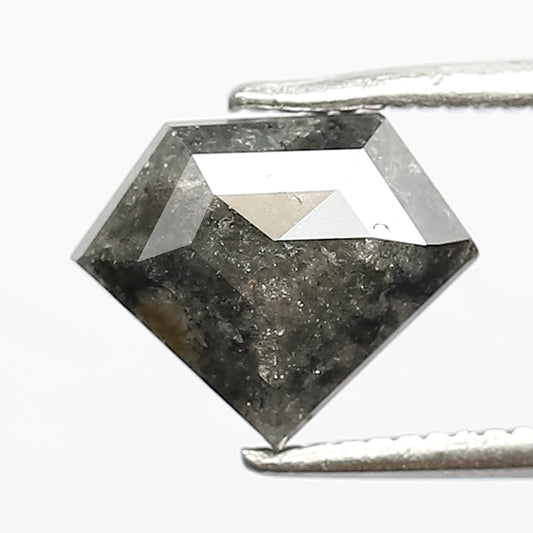 1.39 Ct Natural Gray Black Diamond | Diamond Shape Salt & Pepper Earth Mined Loose Diamond for Ring