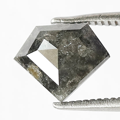 1.39 Ct Natural Gray Black Diamond | Diamond Shape Salt & Pepper Earth Mined Loose Diamond for Ring