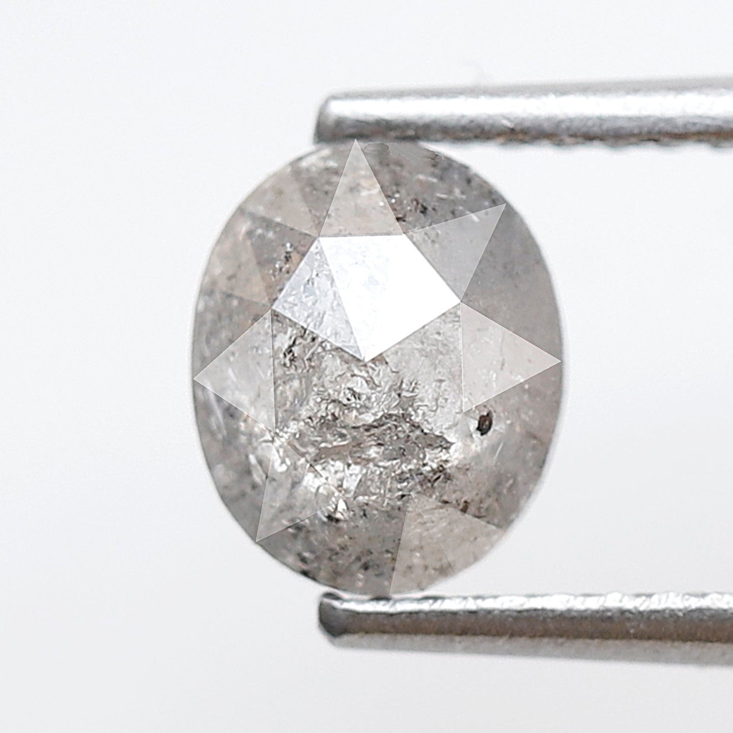 0.86 CT, 6.90 x 5.70 mm Oval Shape Natural Ethical Gray Black Salt and Pepper Diamond For Wedding Ring and Engagement Ring
