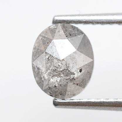 0.86 CT, 6.90 x 5.70 mm Oval Shape Natural Ethical Gray Black Salt and Pepper Diamond For Wedding Ring and Engagement Ring