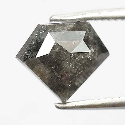 1.39 Ct Natural Gray Black Diamond | Diamond Shape Salt & Pepper Earth Mined Loose Diamond for Ring