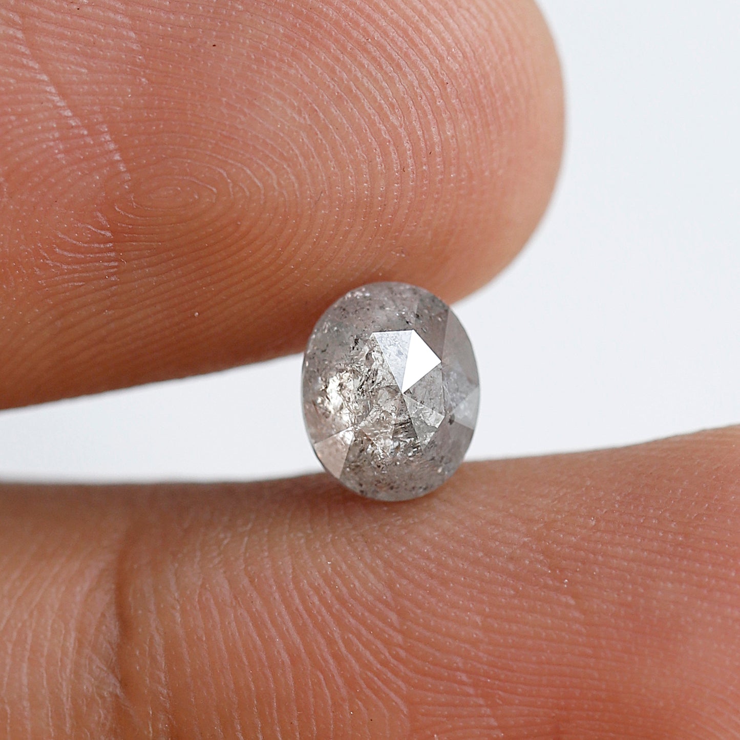 0.86 CT, 6.90 x 5.70 mm Oval Shape Natural Ethical Gray Black Salt and Pepper Diamond For Wedding Ring and Engagement Ring