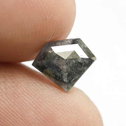 1.39 Ct Natural Gray Black Diamond | Diamond Shape Salt & Pepper Earth Mined Loose Diamond for Ring