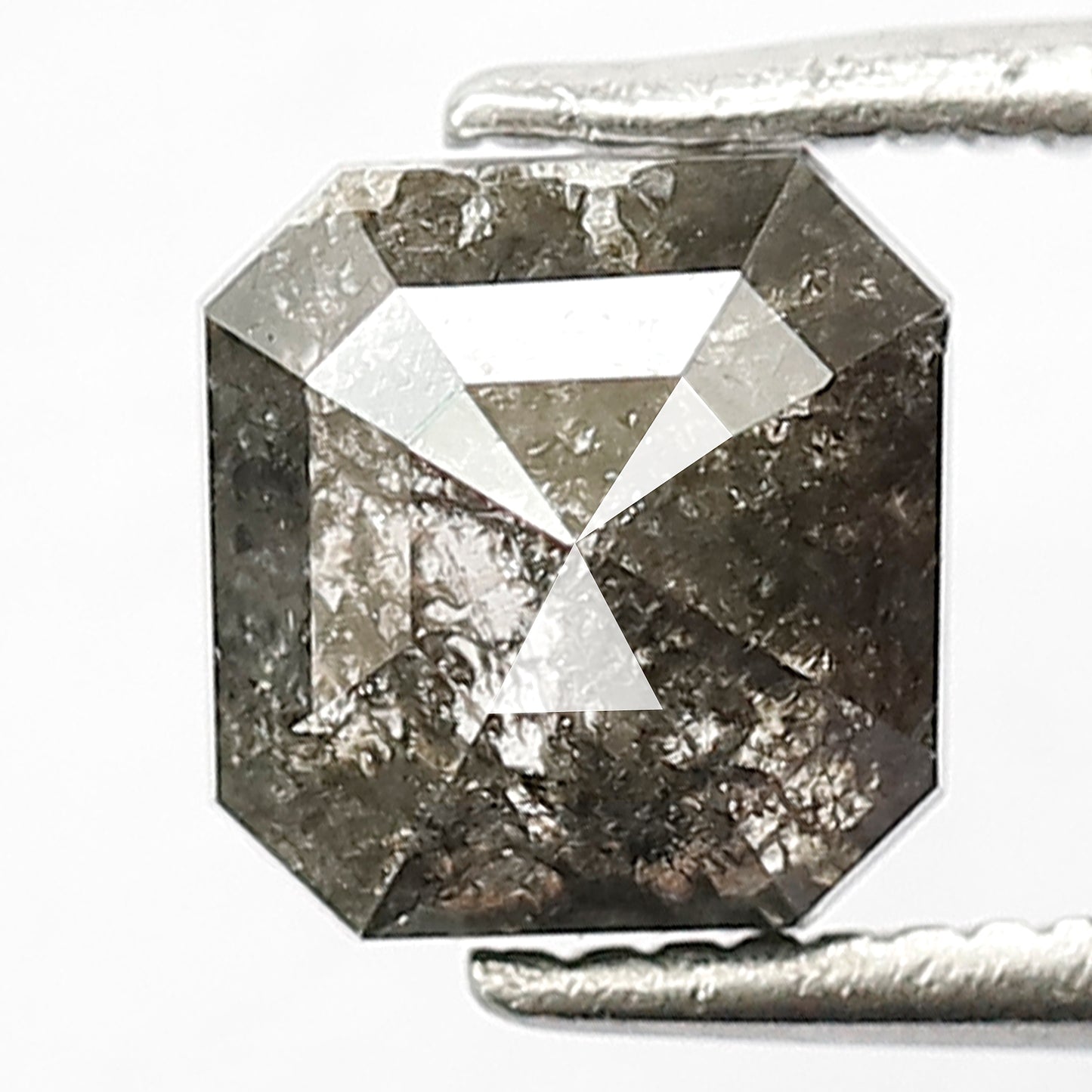 1.34 Ct Natural Gray Black Diamond | Square Cut 6.5 mm Salt & Pepper Loose Diamond for Jewelry