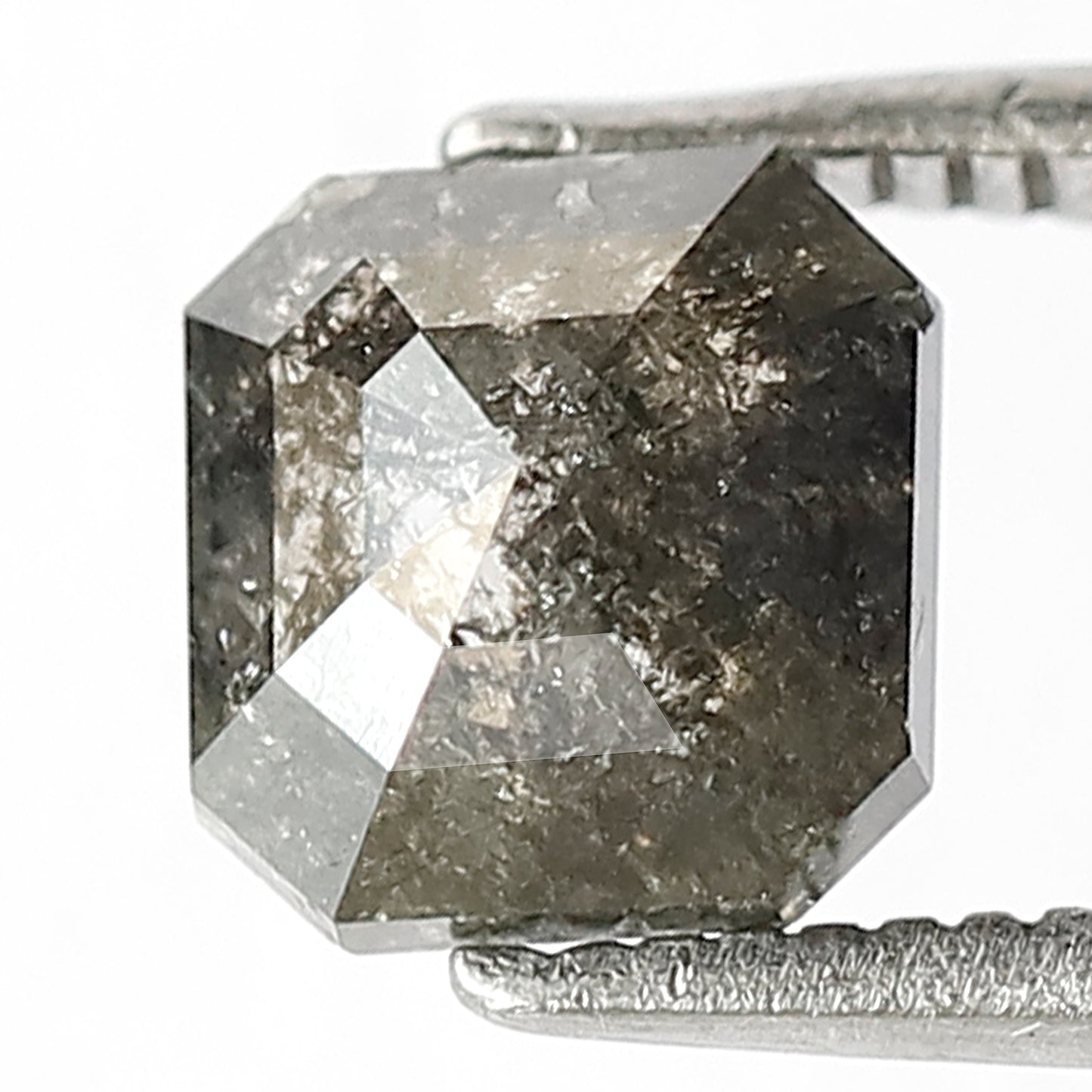 1.34 Ct Natural Gray Black Diamond | Square Cut 6.5 mm Salt & Pepper Loose Diamond for Jewelry