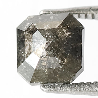 1.34 Ct Natural Gray Black Diamond | Square Cut 6.5 mm Salt & Pepper Loose Diamond for Jewelry