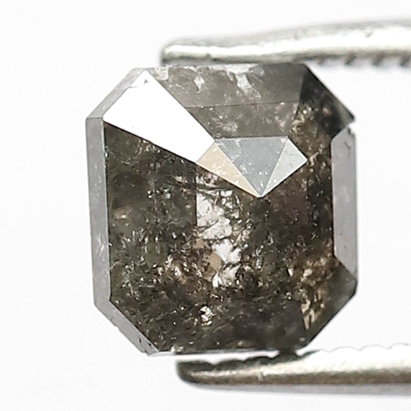 1.34 Ct Natural Gray Black Diamond | Square Cut 6.5 mm Salt & Pepper Loose Diamond for Jewelry
