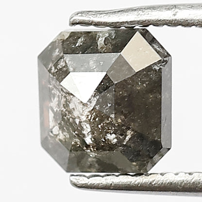 1.34 Ct Natural Gray Black Diamond | Square Cut 6.5 mm Salt & Pepper Loose Diamond for Jewelry