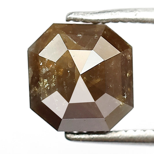 2.88 Ct Square Cut Rustic Diamond | Natural Greenish Brown Loose Diamond for Custom Ring