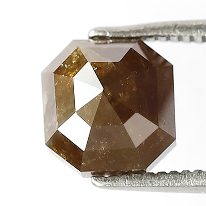 2.88 Ct Square Cut Rustic Diamond | Natural Greenish Brown Loose Diamond for Custom Ring