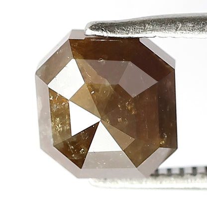 2.88 Ct Square Cut Rustic Diamond | Natural Greenish Brown Loose Diamond for Custom Ring
