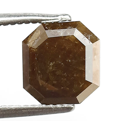 2.88 Ct Square Cut Rustic Diamond | Natural Greenish Brown Loose Diamond for Custom Ring