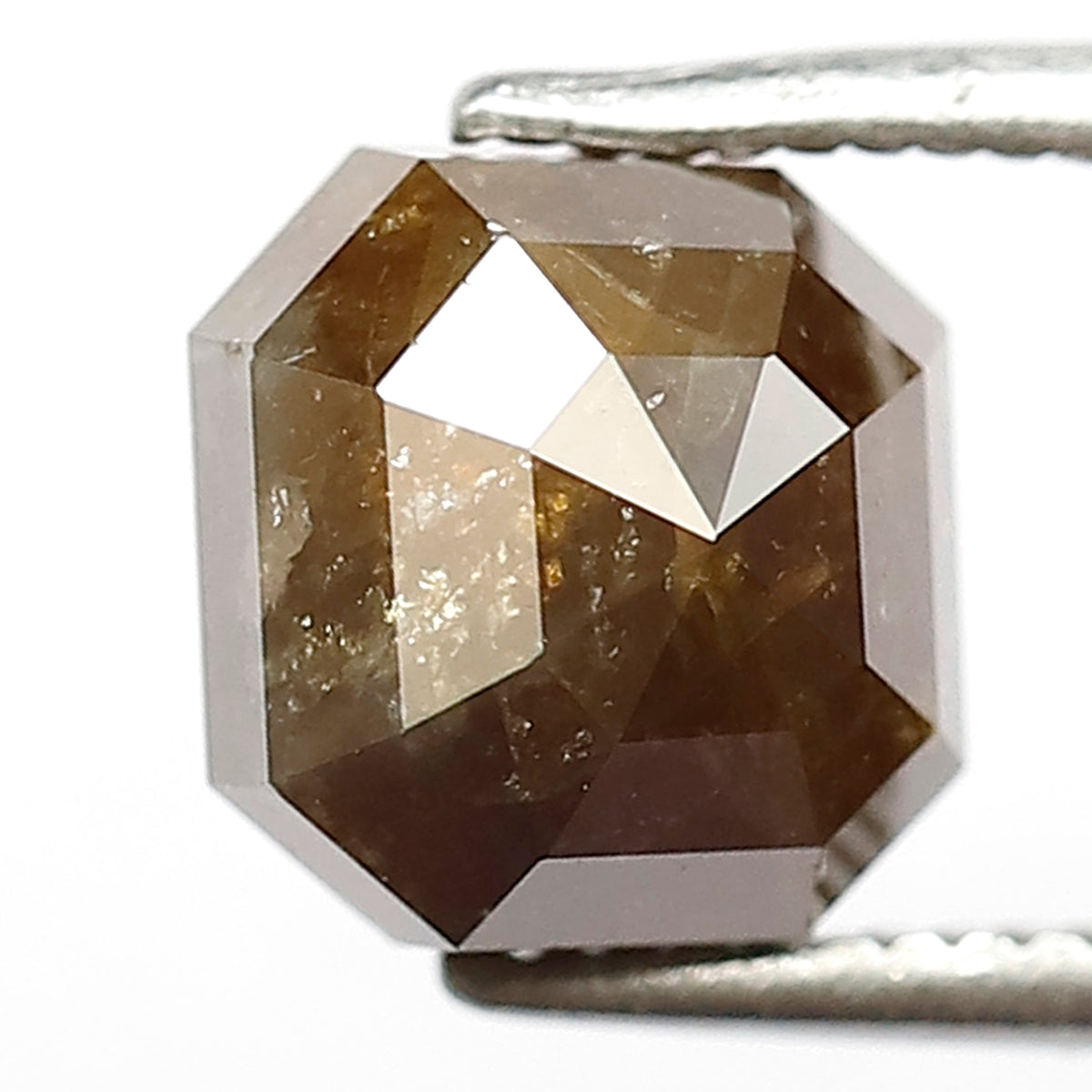 2.88 Ct Square Cut Rustic Diamond | Natural Greenish Brown Loose Diamond for Custom Ring