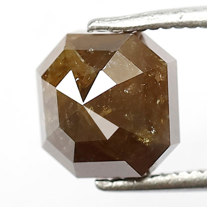 2.88 Ct Square Cut Rustic Diamond | Natural Greenish Brown Loose Diamond for Custom Ring