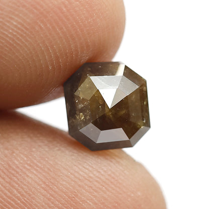 2.88 Ct Square Cut Rustic Diamond | Natural Greenish Brown Loose Diamond for Custom Ring