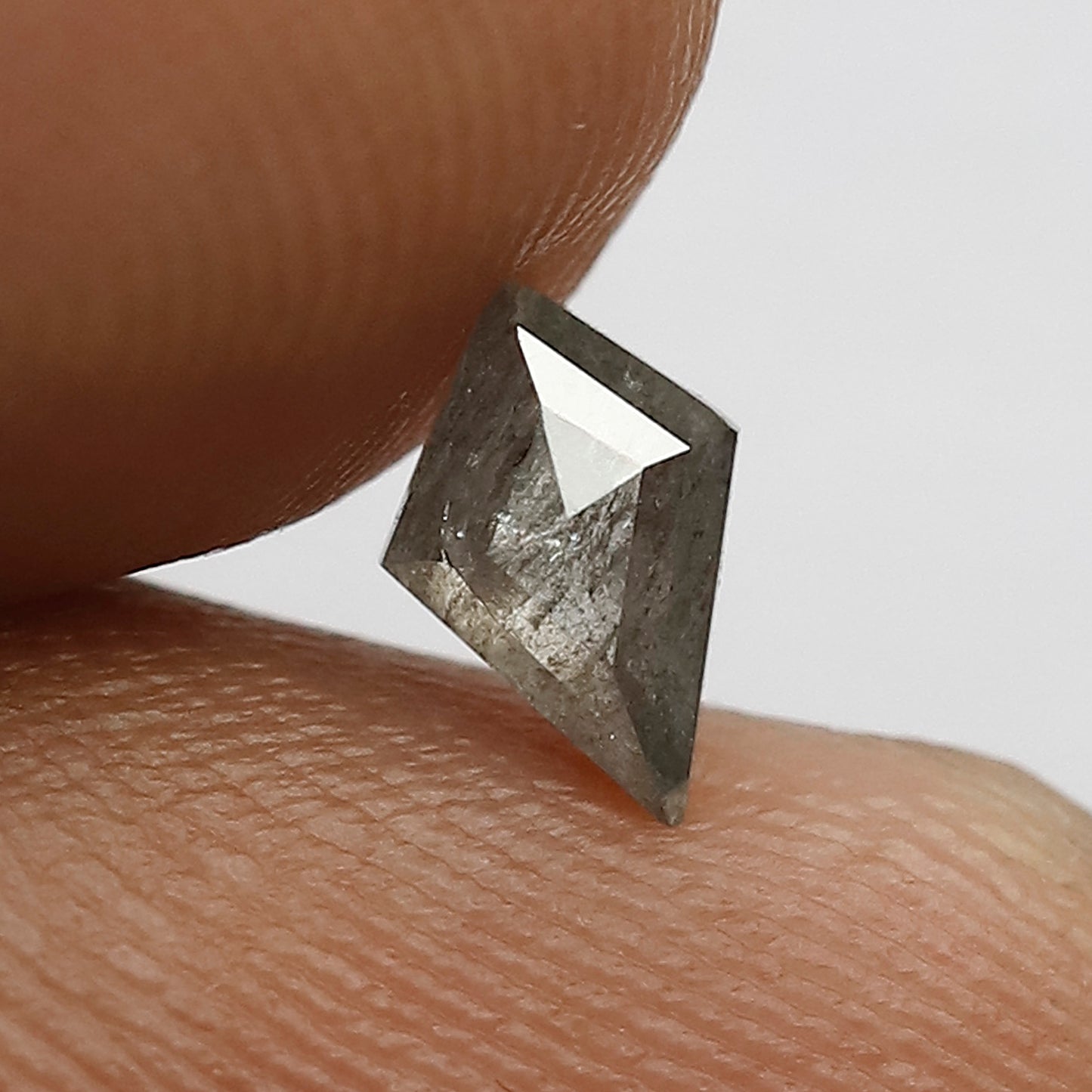 0.36 Ct Rose Cut Salt and Pepper kite Shape Natural Loose Diamond 6 mm Gray Color diamond ring