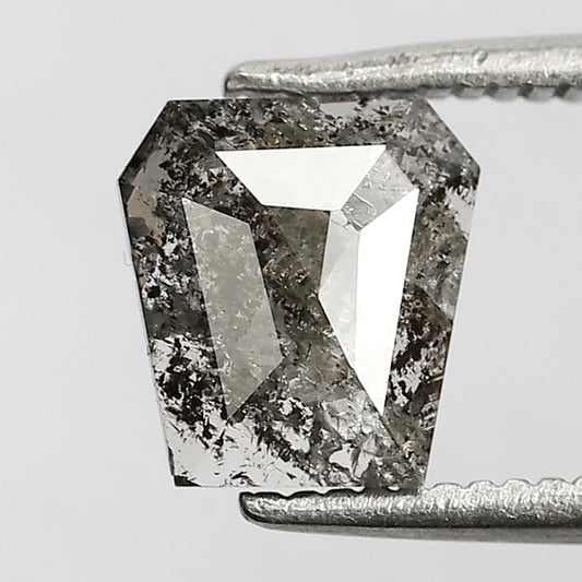 0.99 ct salt and pepper modified cut geometric shape antique king shape pentagon diamond , Natural shield cut diamond for statement jewelry