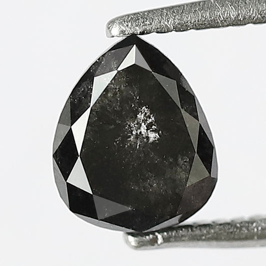1.09 CT Pear Shape Loose Natural Diamond Salt and Pepper Natural Grey Black Color Diamond Diamond Ring