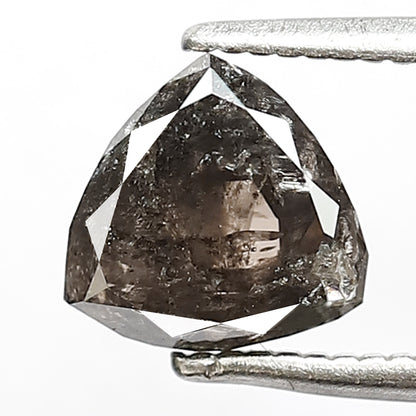 1.40 CT Natural Gray Black Diamond 6.8 mm Modified cut Salt and Pepper Loose Diamond