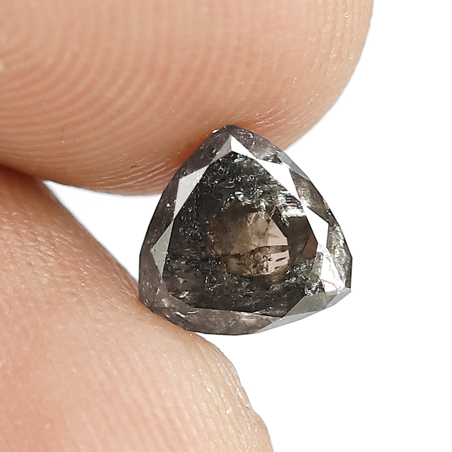 1.40 CT Natural Gray Black Diamond 6.8 mm Modified cut Salt and Pepper Loose Diamond