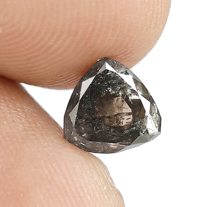 1.40 CT Natural Gray Black Diamond 6.8 mm Modified cut Salt and Pepper Loose Diamond