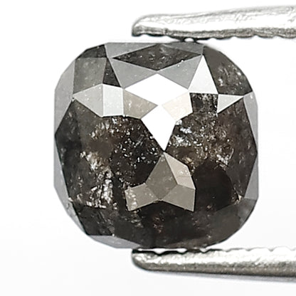 Natural 1.14 CT Cushion cut Diamond, 6 x 6 MM Gray Black Salt and Pepper Diamond
