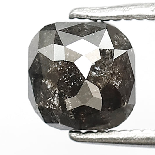 Natural 1.14 CT Cushion cut Diamond, 6 x 6 MM Gray Black Salt and Pepper Diamond