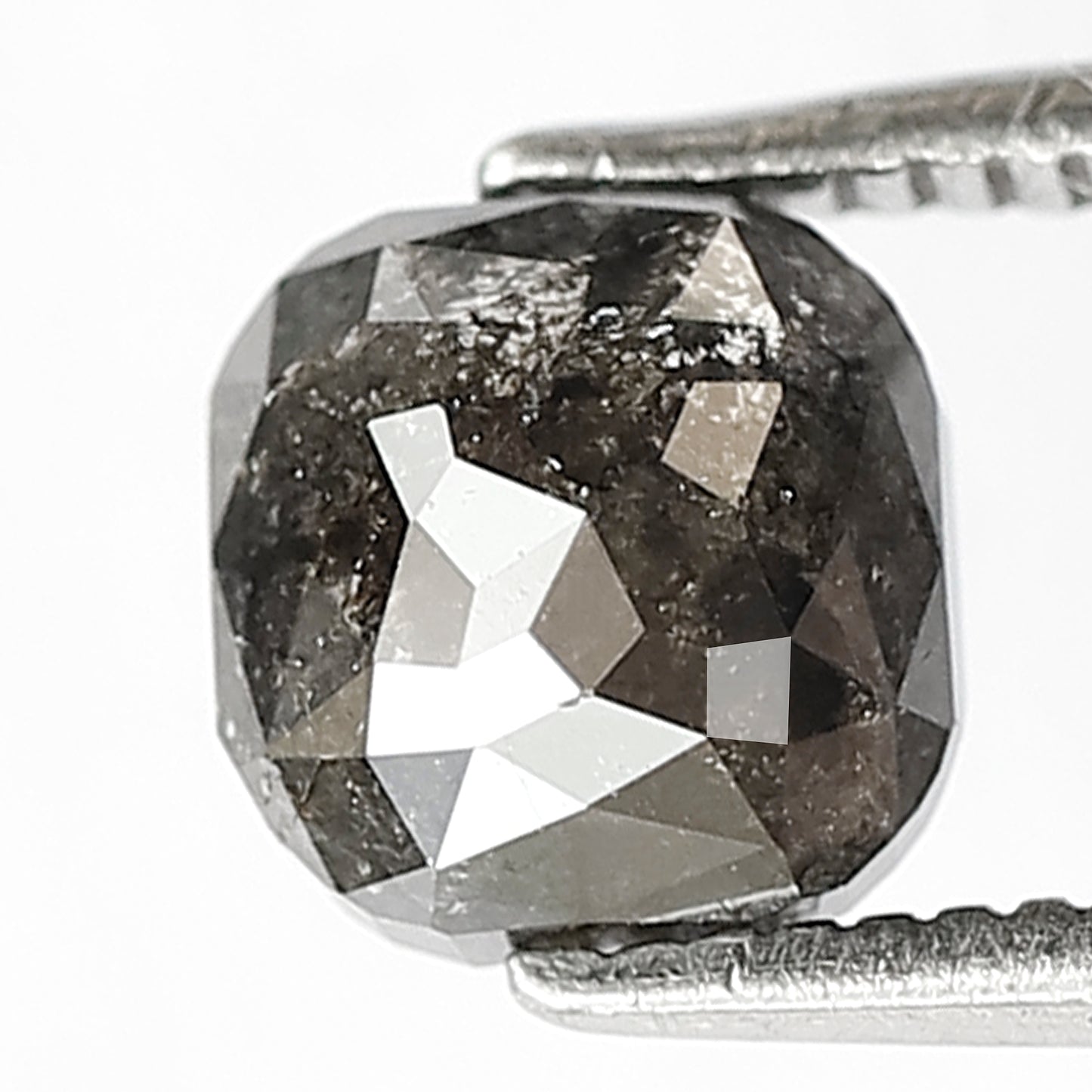 Natural 1.14 CT Cushion cut Diamond, 6 x 6 MM Gray Black Salt and Pepper Diamond