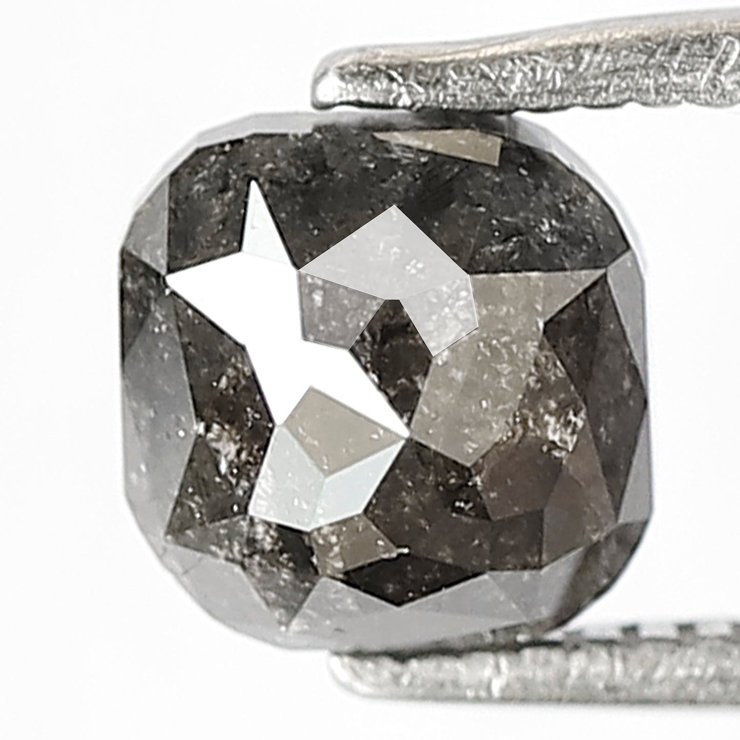 Natural 1.14 CT Cushion cut Diamond, 6 x 6 MM Gray Black Salt and Pepper Diamond